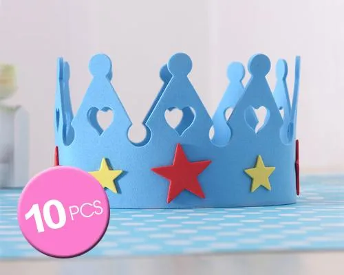 10 Pcs Birthday Party Sponge Crowns Set