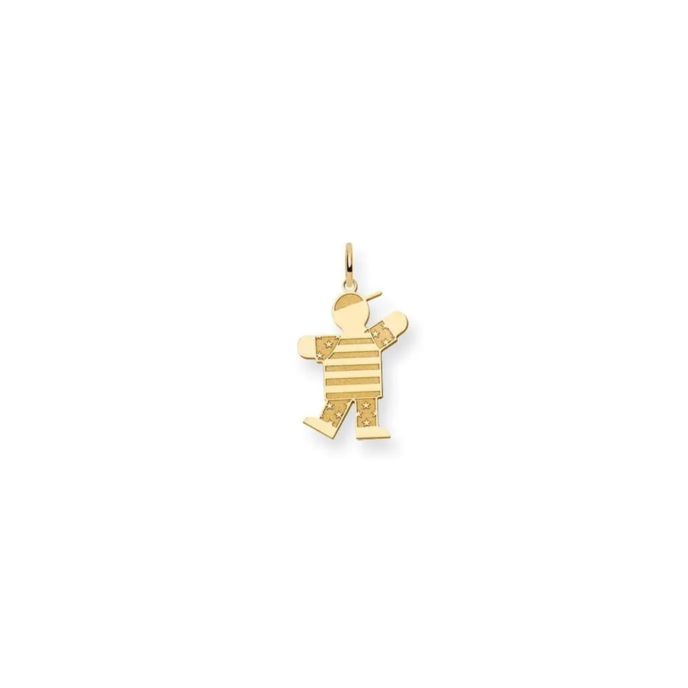 14k Yellow Gold Stars Stripes Boy Kiss Charm