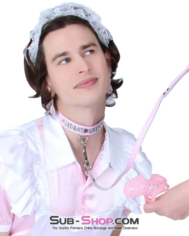 1674A-SIS      Pretty Sissy Boi Princess Mistress Pink Leather Bondage Lead