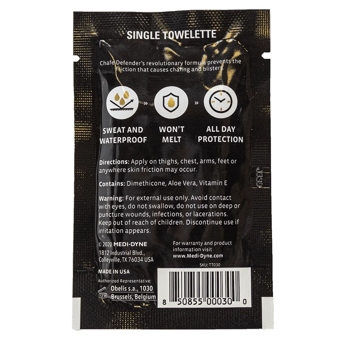 2Toms® Chafe Defender™ Anti Chafing Towelette