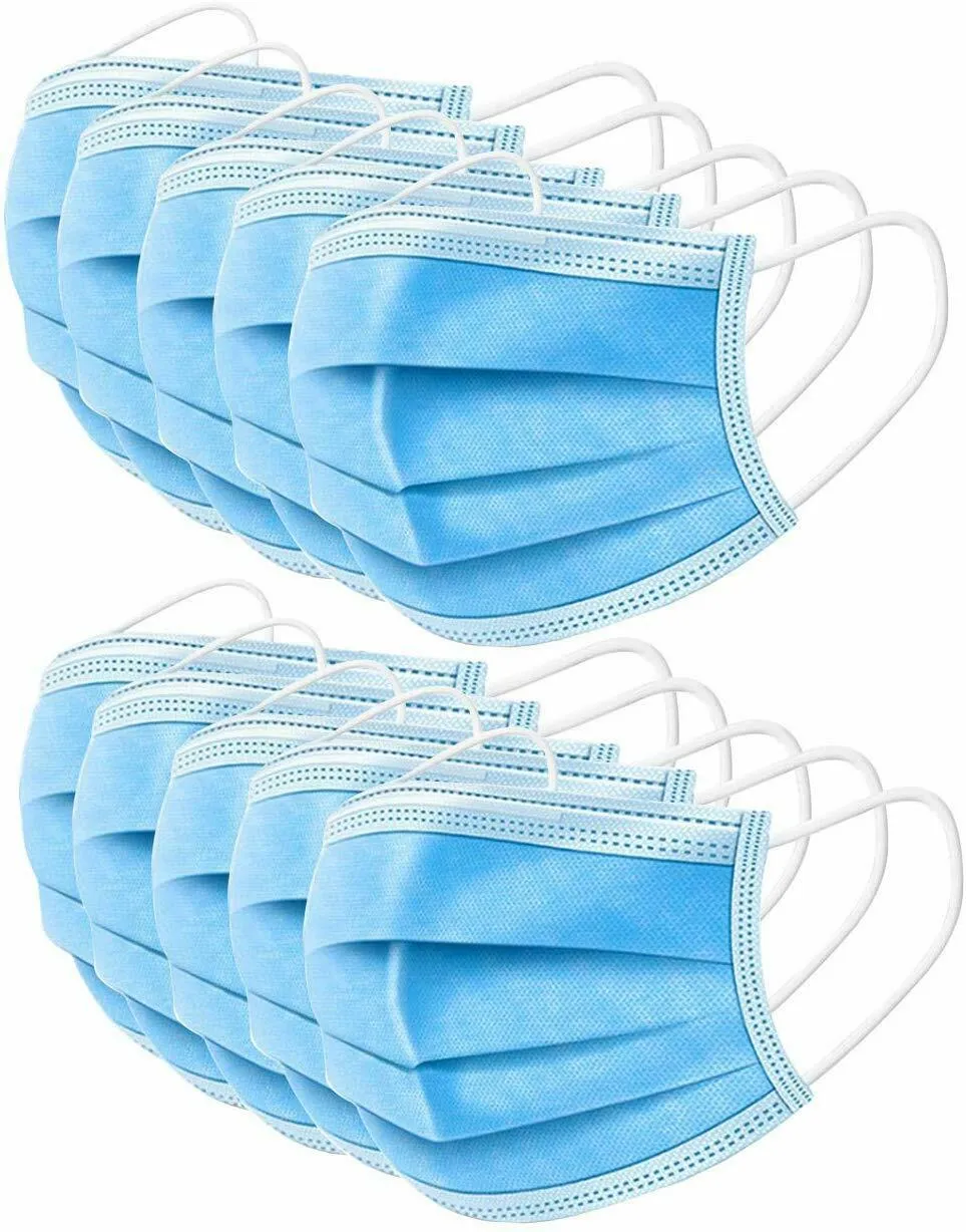 30 Pcs Non-Woven Face Mask Blue Disposable 3 Ply