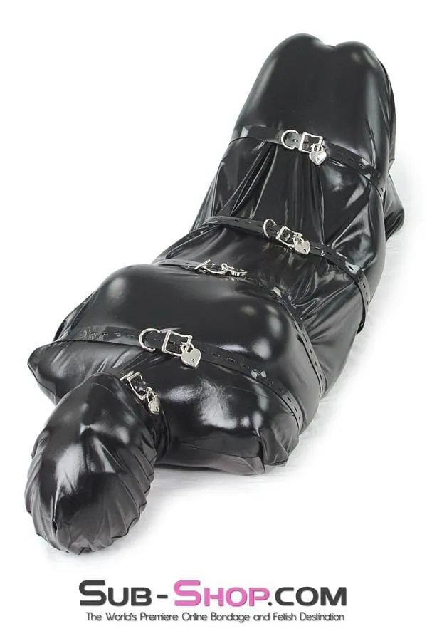 8727LB      Shiny Black Spandex Full Hooded Body Sack - MEGA Deal