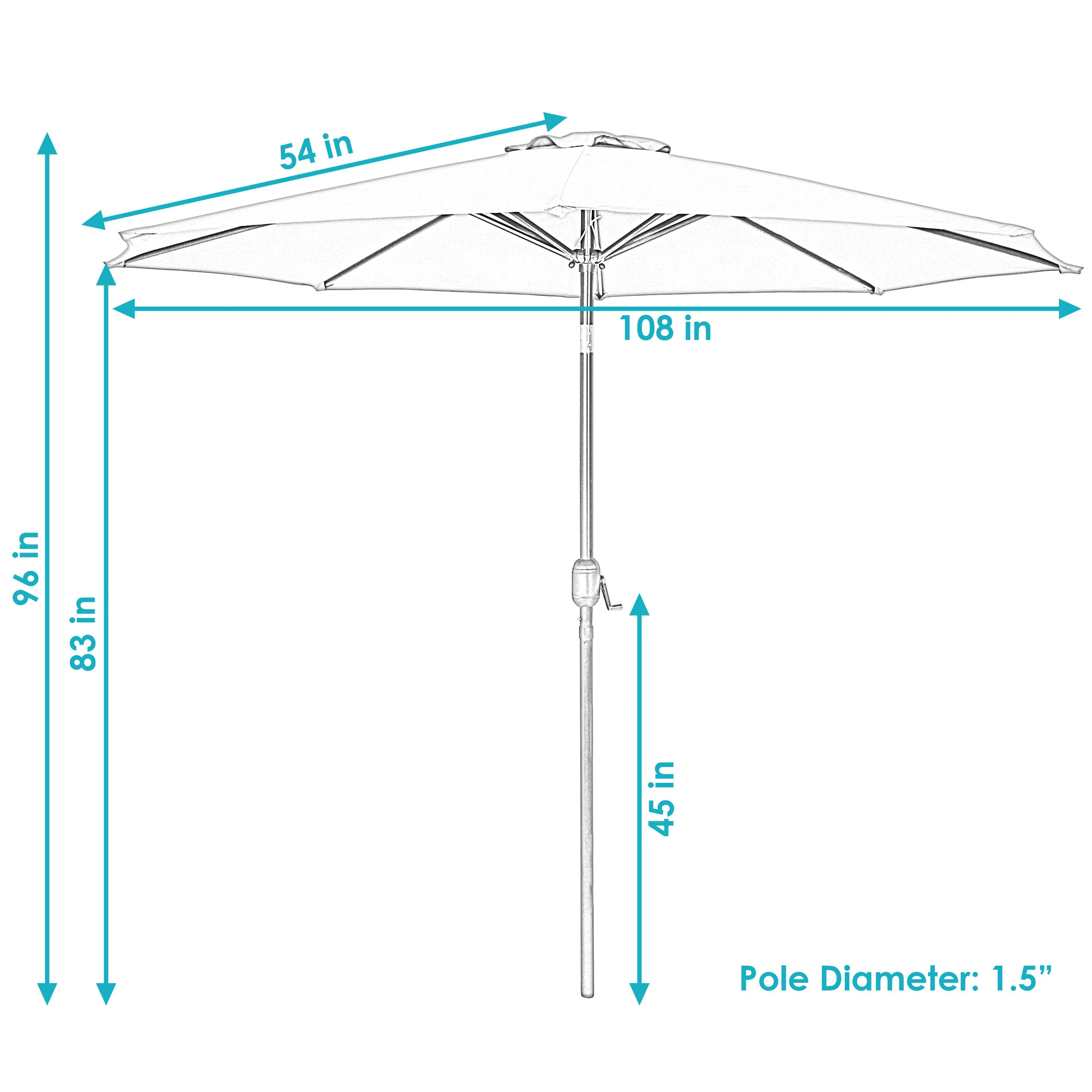 9 ft Aluminum Patio Umbrella with Tilt and Crank - Red