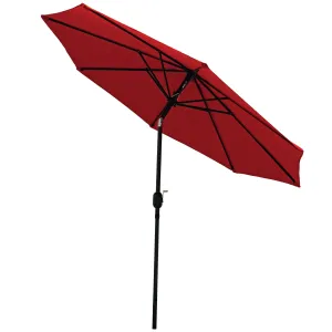 9 ft Aluminum Patio Umbrella with Tilt and Crank - Red