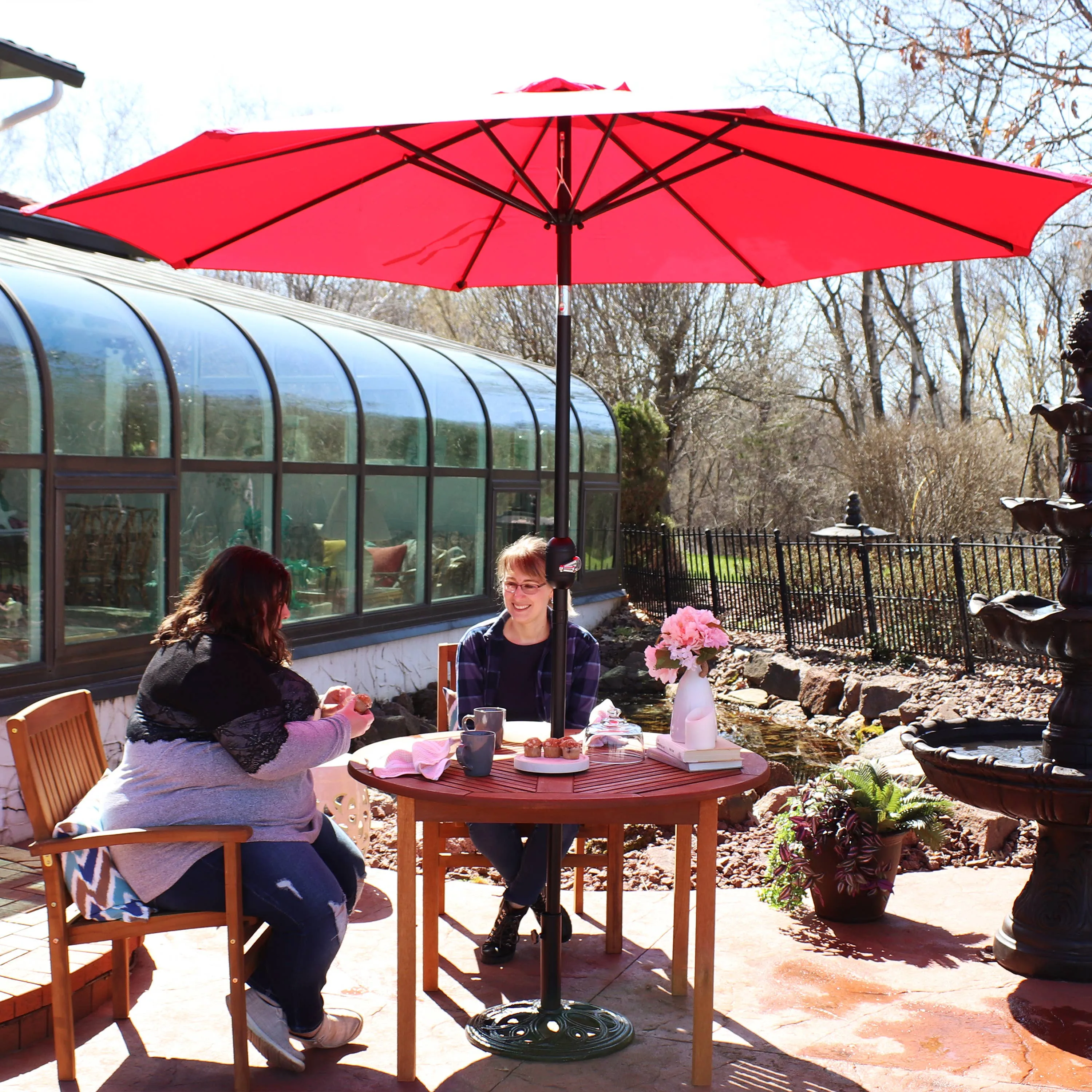 9 ft Aluminum Patio Umbrella with Tilt and Crank - Red