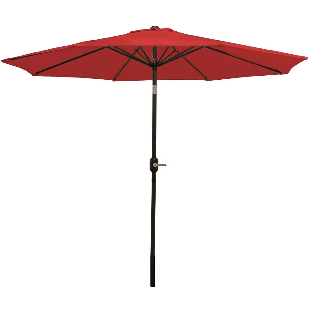 9 ft Aluminum Patio Umbrella with Tilt and Crank - Red