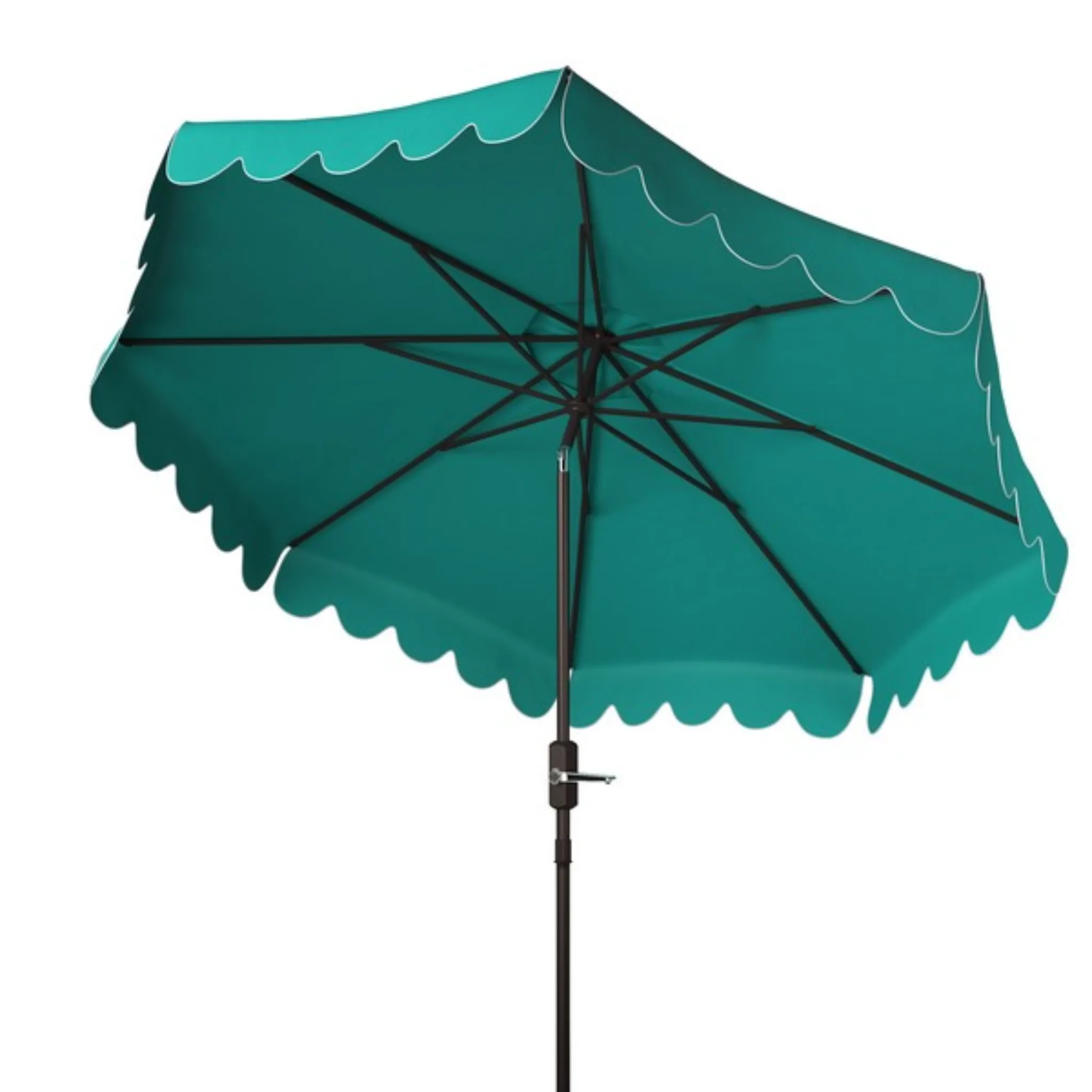 9ft Venice Turquoise Single Scallop Crank Outdoor Market Umbrella