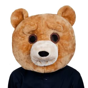 Adults Plush Brown Teddy Bear Fancy Dress head face Mask