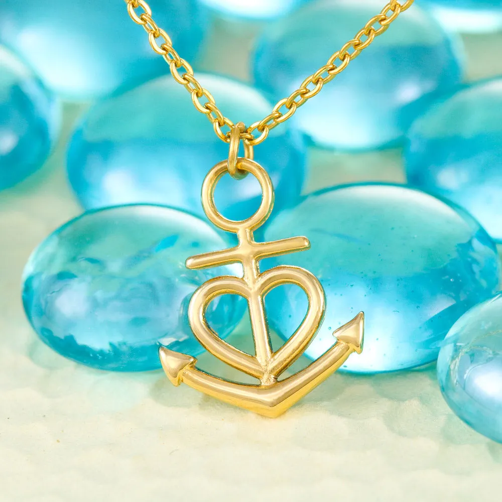 Anchor Heart Necklace With Mom To Daughter Beautiful "I Love You" Message Card