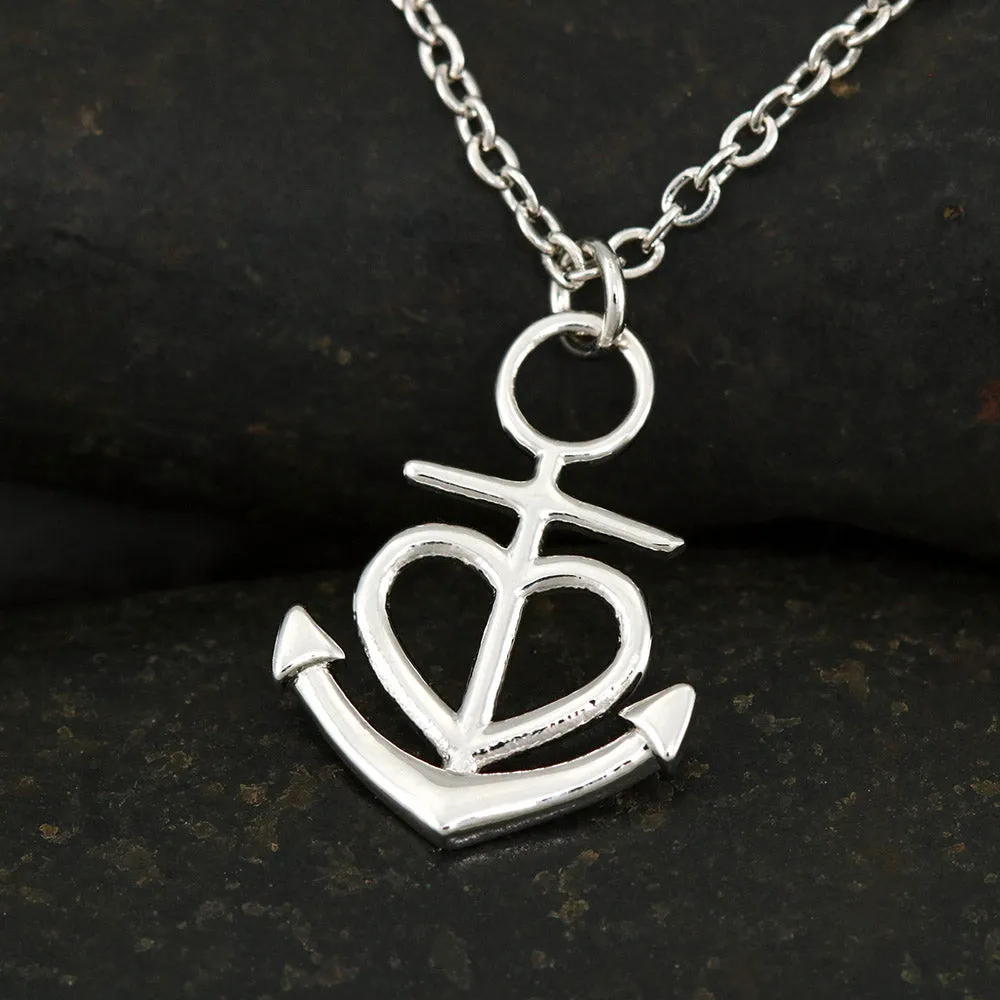 Anchor Heart Necklace With Mom To Daughter Beautiful "I Love You" Message Card