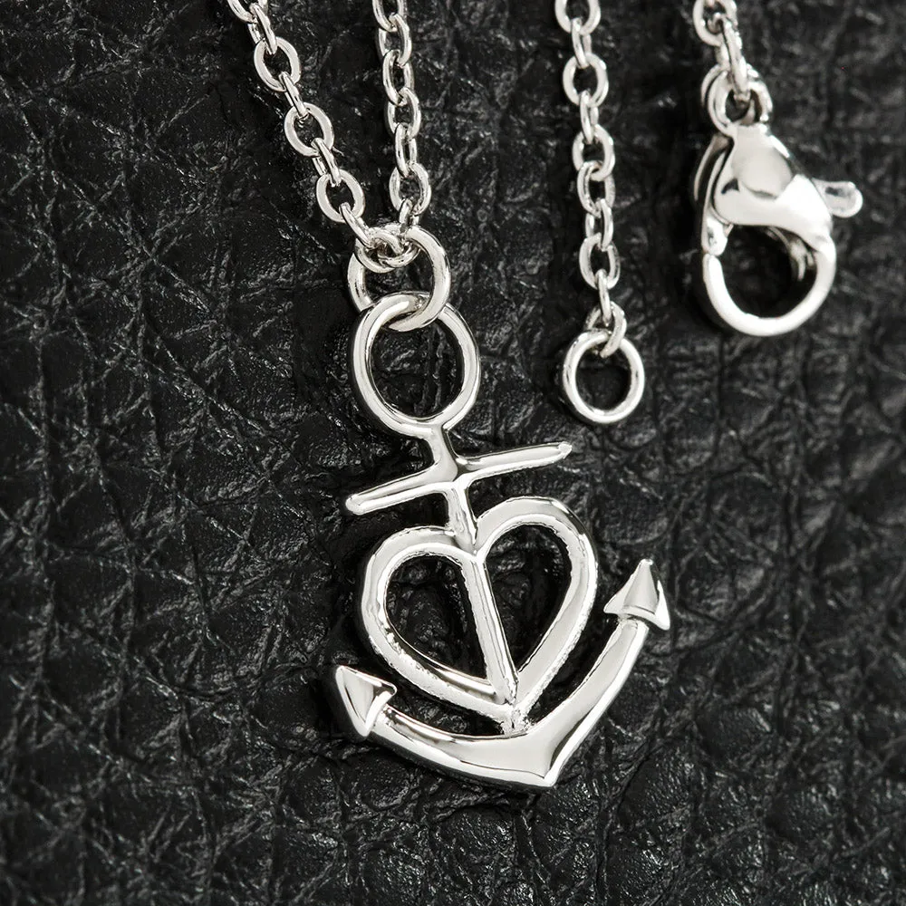 Anchor Heart Necklace With Mom To Daughter Beautiful "I Love You" Message Card