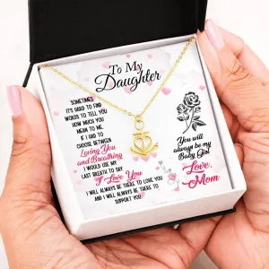 Anchor Heart Necklace With Mom To Daughter Beautiful "I Love You" Message Card