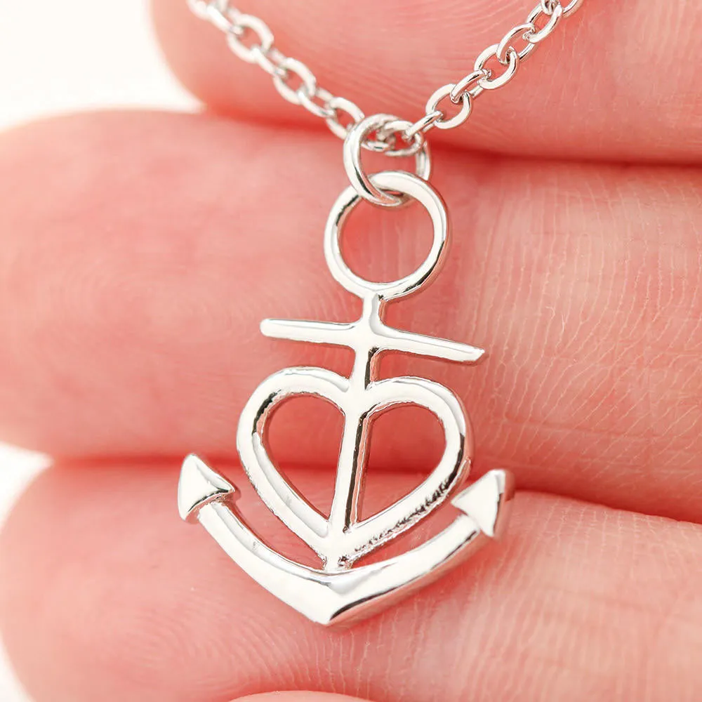 Anchor Heart Necklace With Mom To Daughter Beautiful "I Love You" Message Card