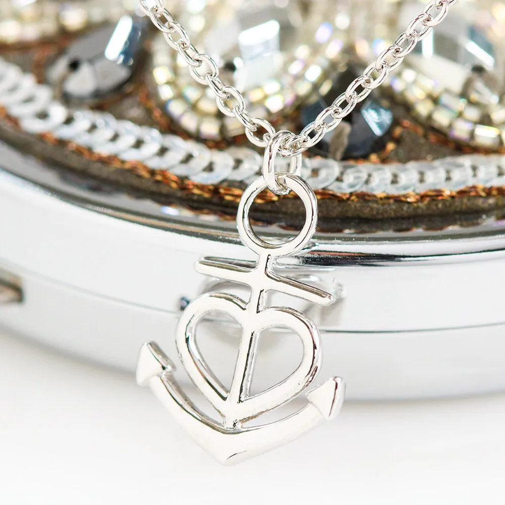 Anchor Heart Necklace With Mom To Daughter Beautiful "I Love You" Message Card