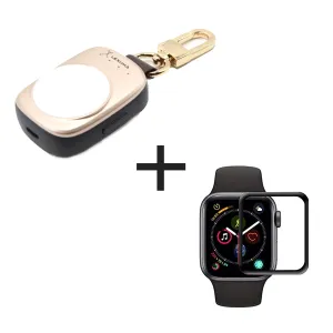 Apple Watch Power Bank and Apple Watch Series 4, 5 & 6 3D Tempered Glass Screen Protector Combo