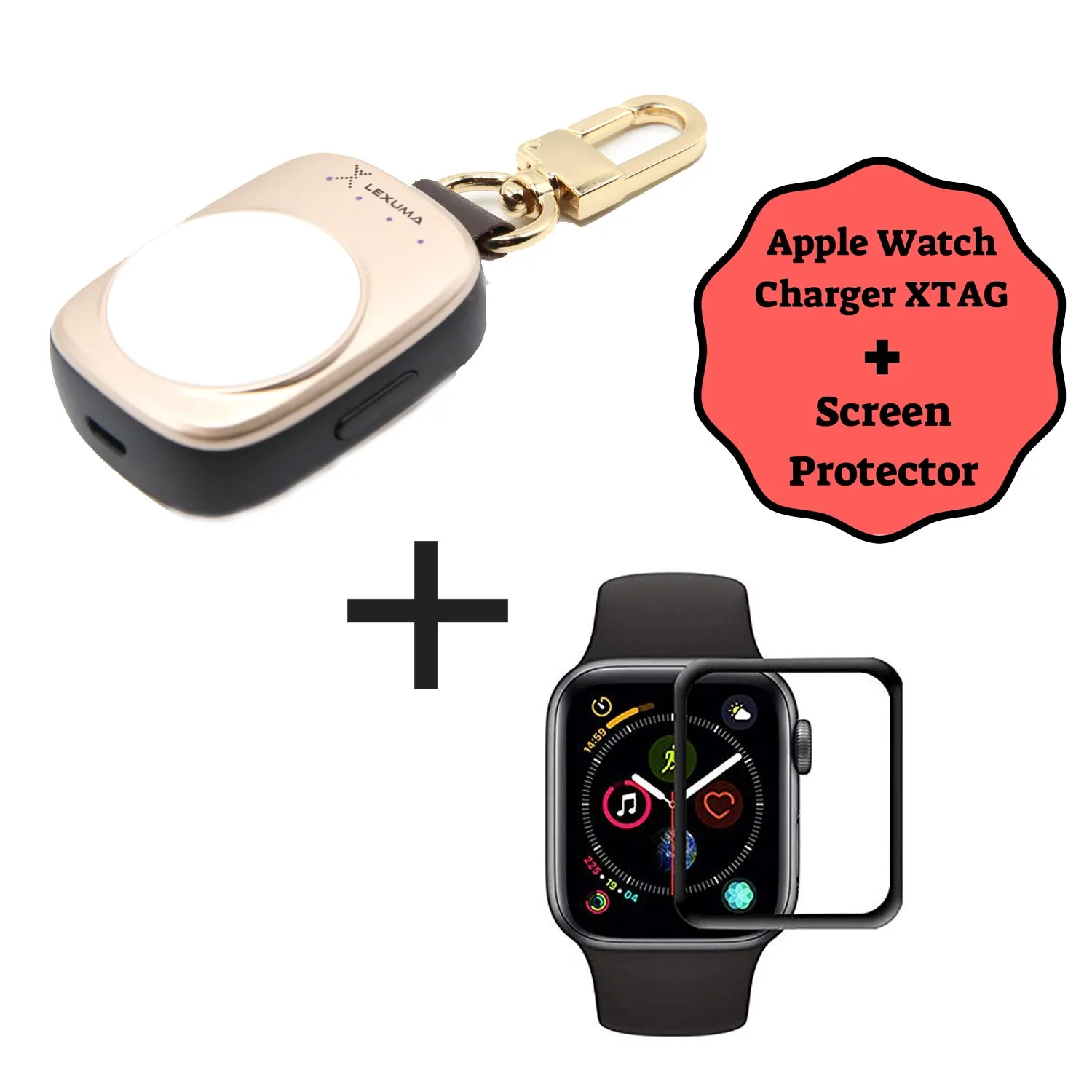 Apple Watch Power Bank and Apple Watch Series 4, 5 & 6 3D Tempered Glass Screen Protector Combo