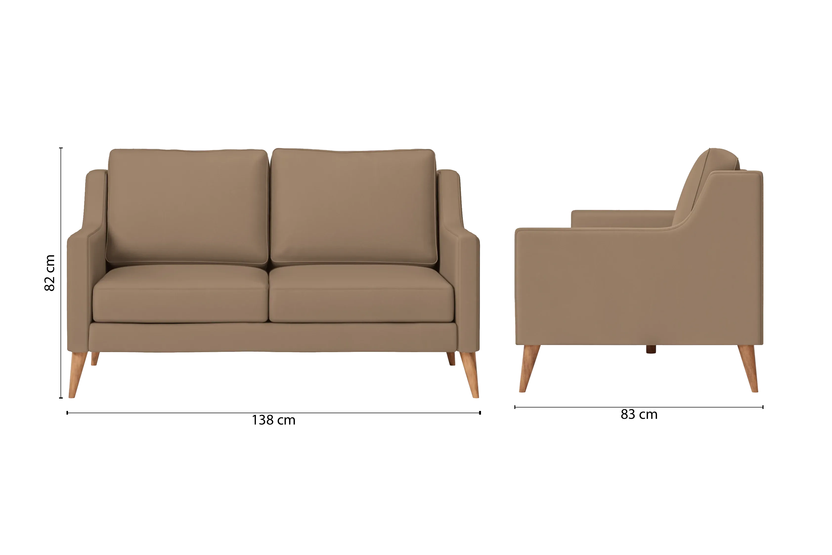 Aquila 2 Seater Sofa Stone Leather