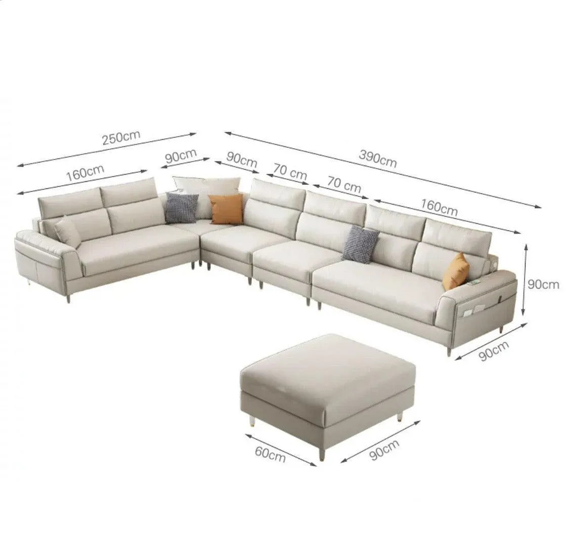 Ashley Sectional Sofa with LED Base Lighting