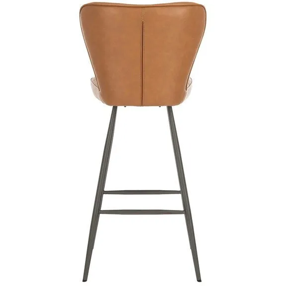 Aster Mid Century Caramel Leather Bar Stool