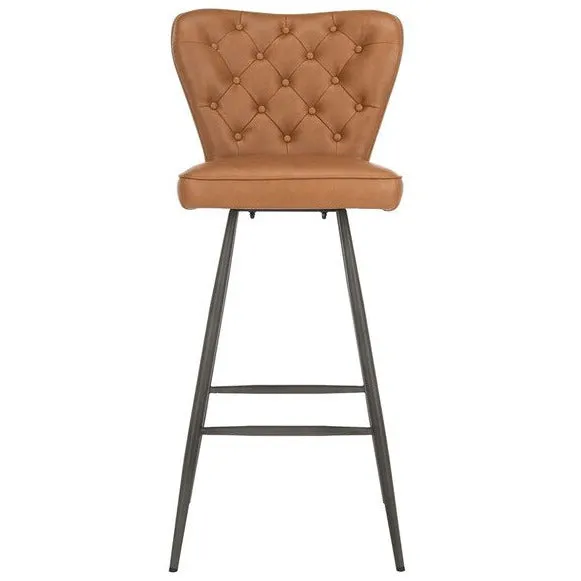 Aster Mid Century Caramel Leather Bar Stool