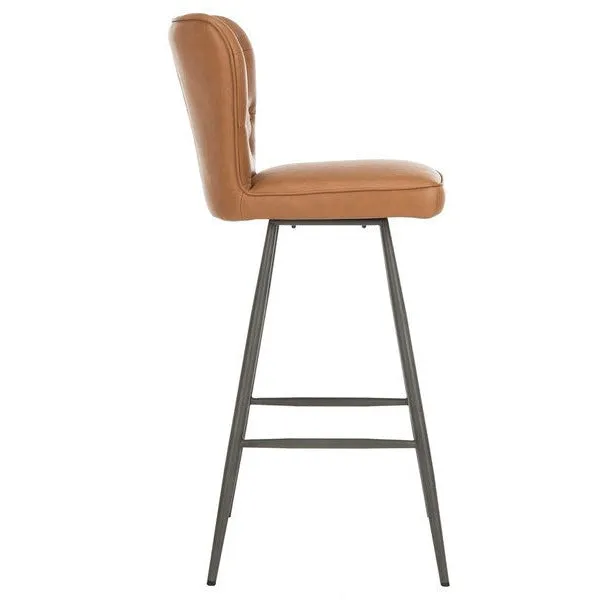 Aster Mid Century Caramel Leather Bar Stool