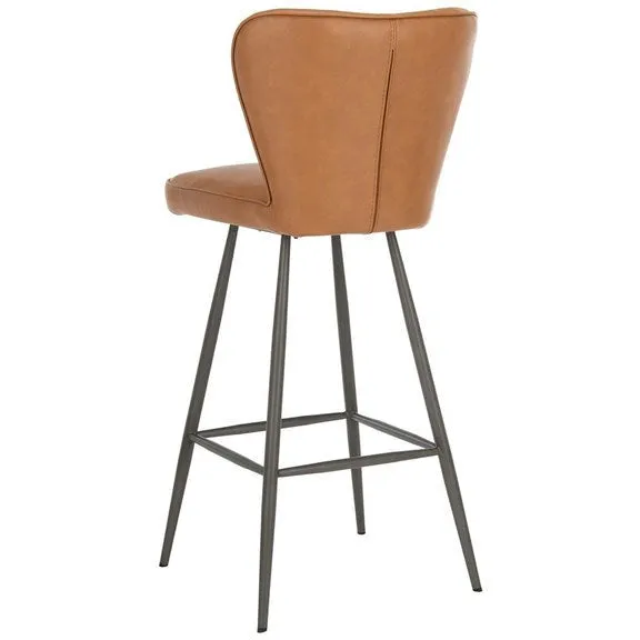 Aster Mid Century Caramel Leather Bar Stool