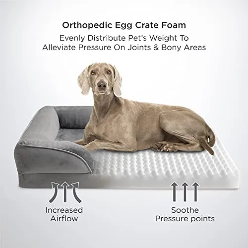 Bedsure Large Orthopedic Bed for Large Dogs - Big Waterproof Foam Sofa with Removable Washable Cover, Waterproof Lining and Nonskid Bottom Couch, Pet Bed