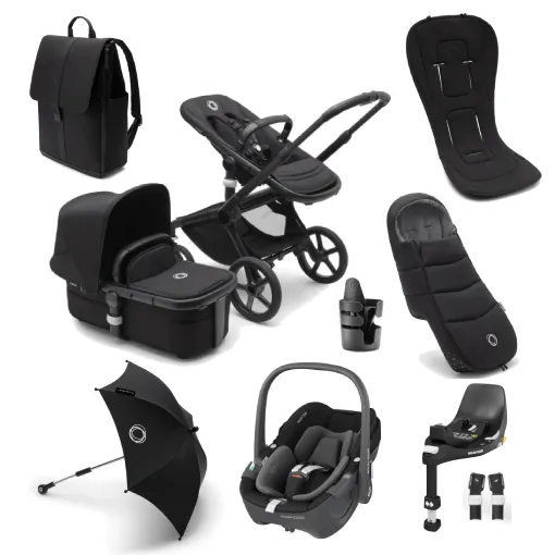 Bugaboo Fox 5, Pebble 360 Ultimate Travel System - Black/Midnight Black/Midnight Black