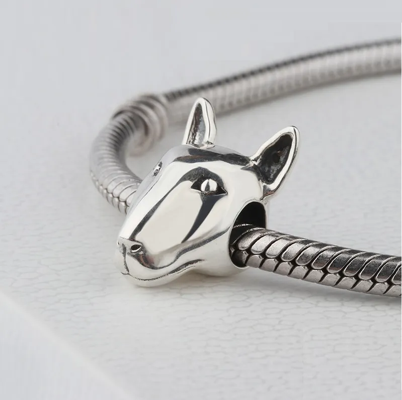 Bull Terrier 3D Head Charm 925 Sterling Silver