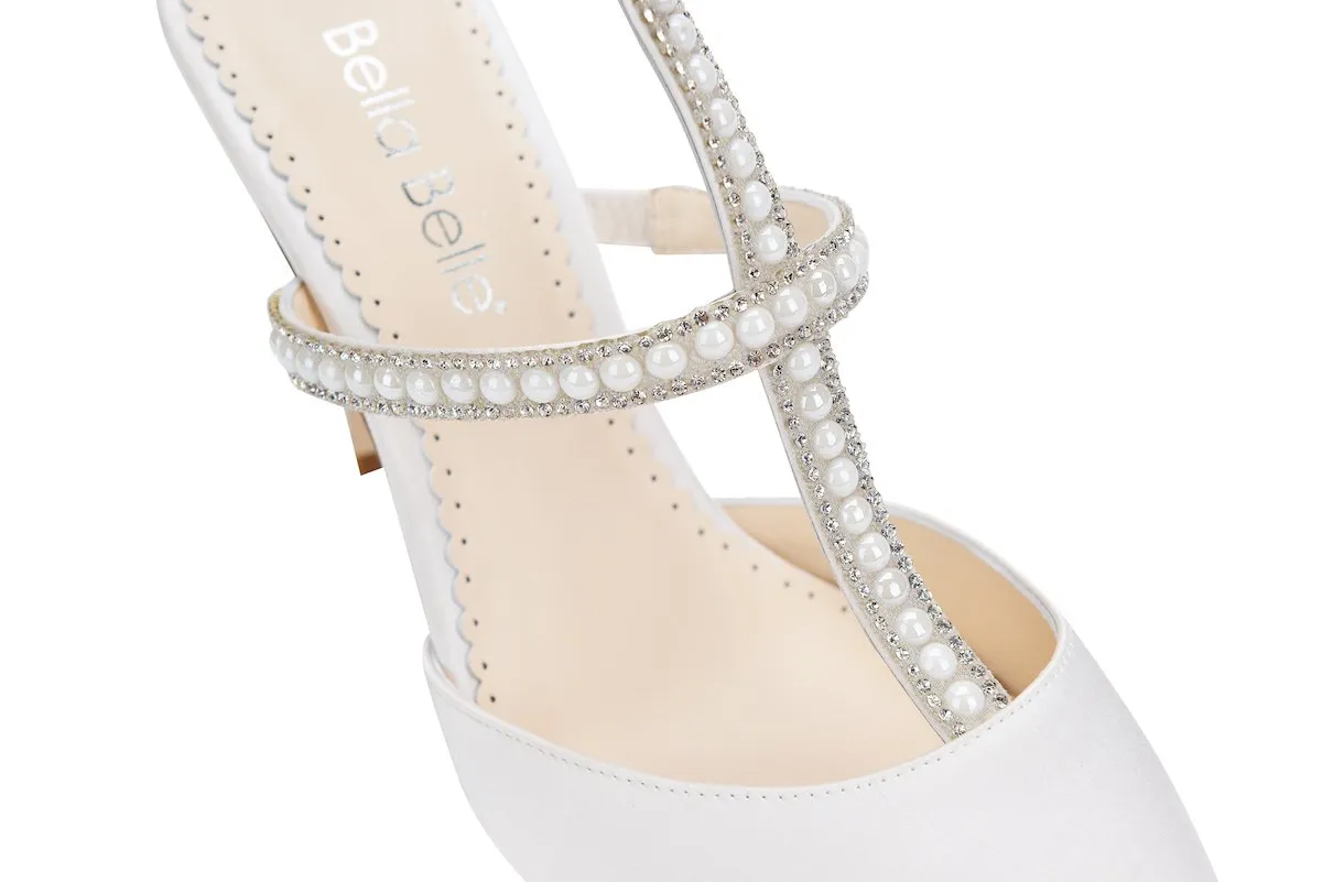 Carolina - Ivory Pearl & Crystal T-Strap