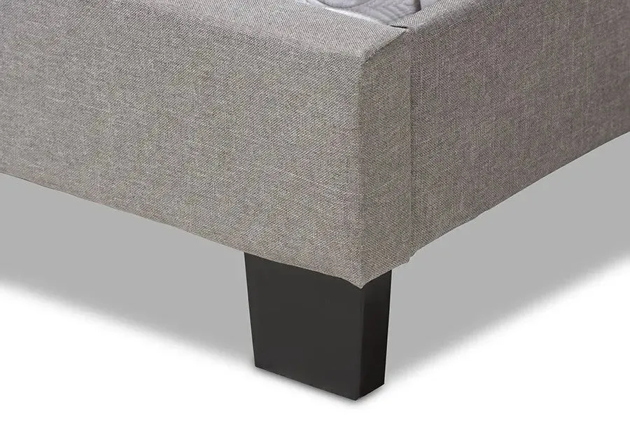 Cassandra Light Grey Fabric Upholstered Box Spring Bed (Full)