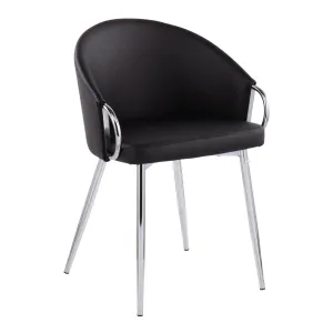 Claire Contemporary/Glam Chair in Silver Metal and Black Faux Leather by LumiSource