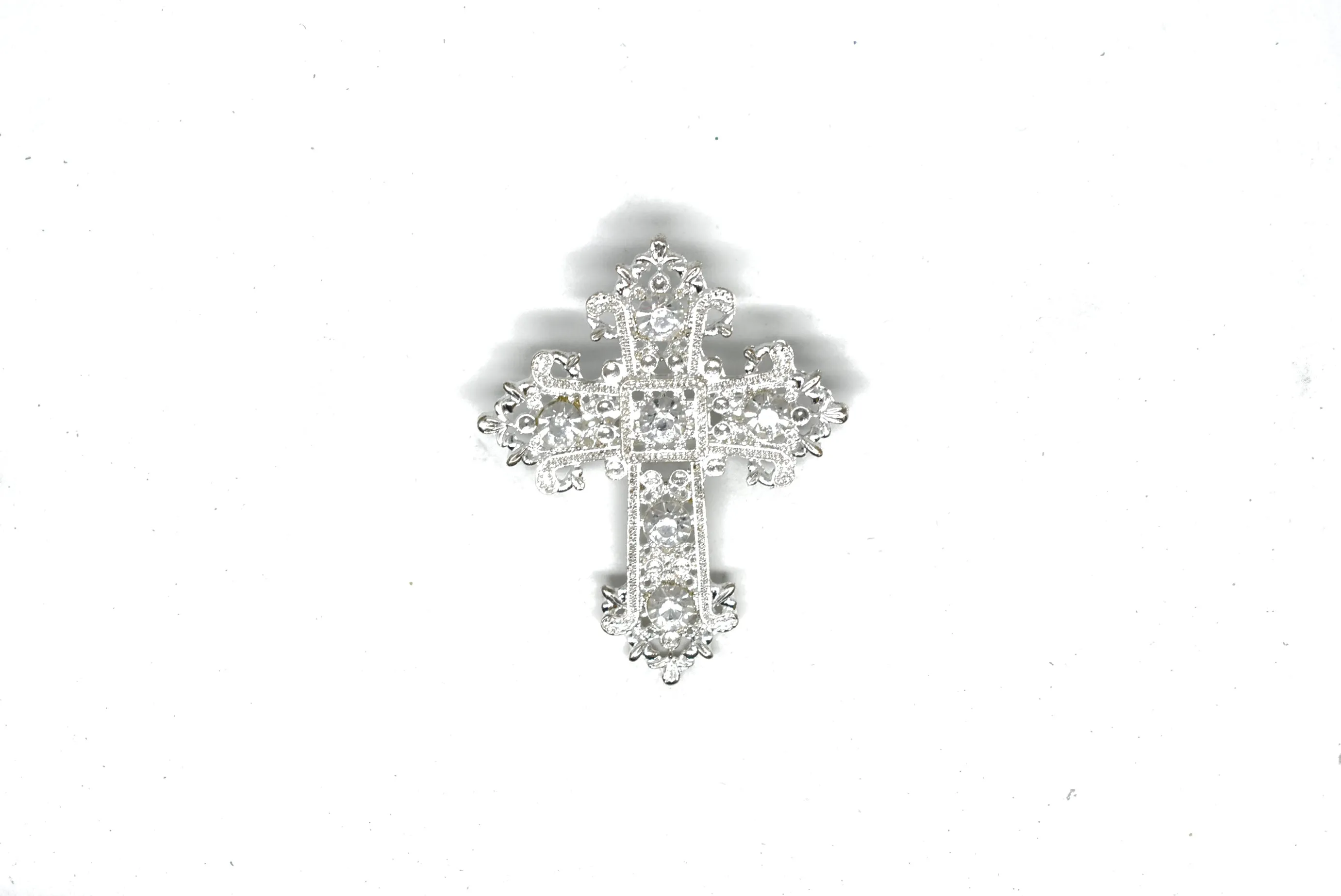 Crystal Rhinestone Cross-Shaped Brooch with Pin