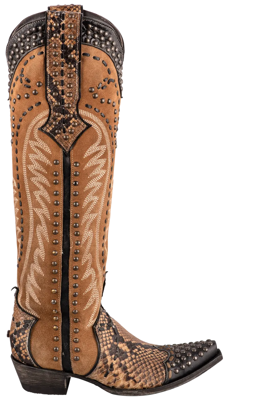 Double D Ranch by Old Gringo Women's Tall Snake Charmer Cowgirl Boots - Brown