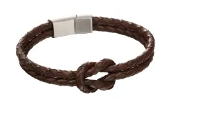 Double Row Knot Brown Leather Bracelet