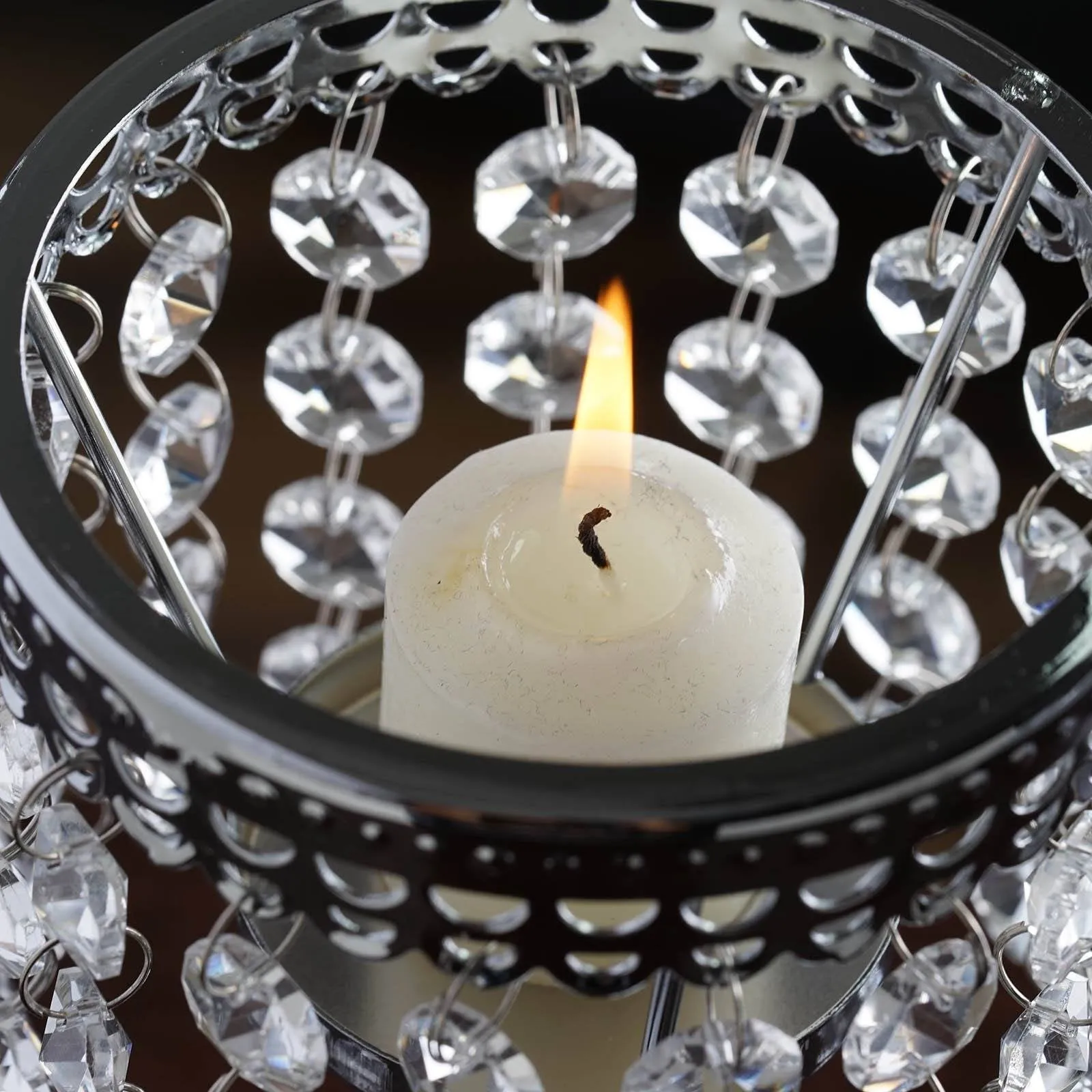 Elegant Metal Votive Tealight Crystal Candle Holder Wedding Centerpiece - 7.5"