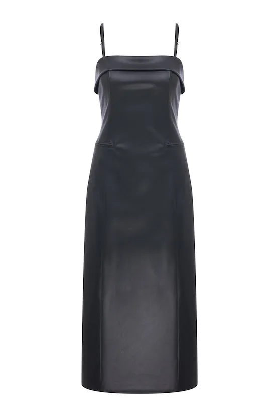 Gaia Vegan Leather Midi Dress