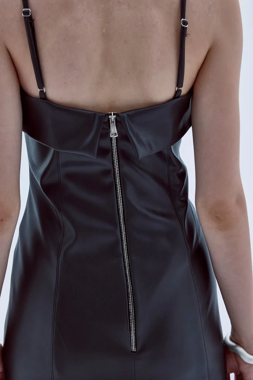 Gaia Vegan Leather Midi Dress