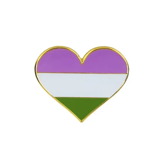 Genderqueer Pride Heart Enamel Pin