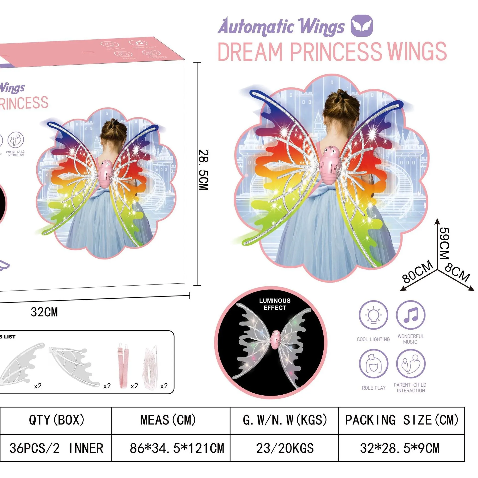 Girls Electrical Butterfly Wings With Lights and Automatic Flap