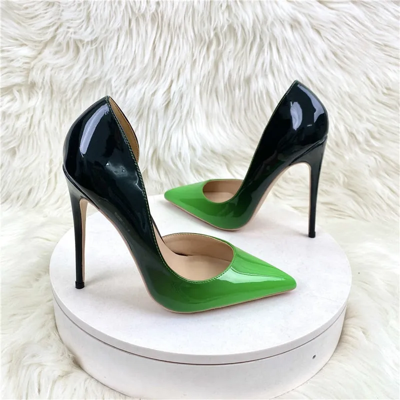 Glossy Ombre Style Pointed Toe Stiletto