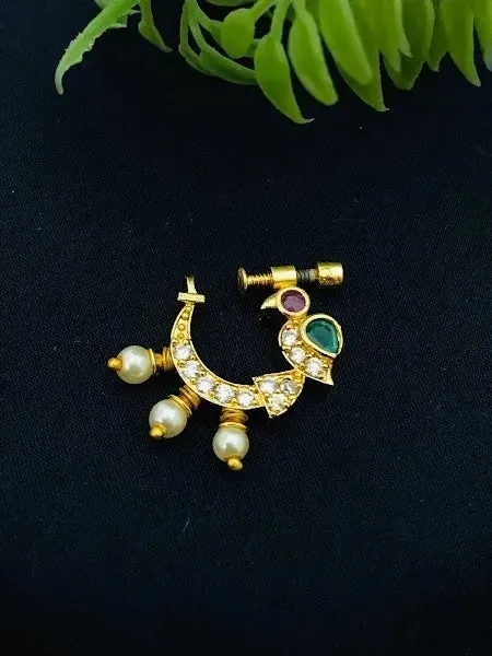 Graceful South Indian Traditional Gold Plated Nath/Nose Ring