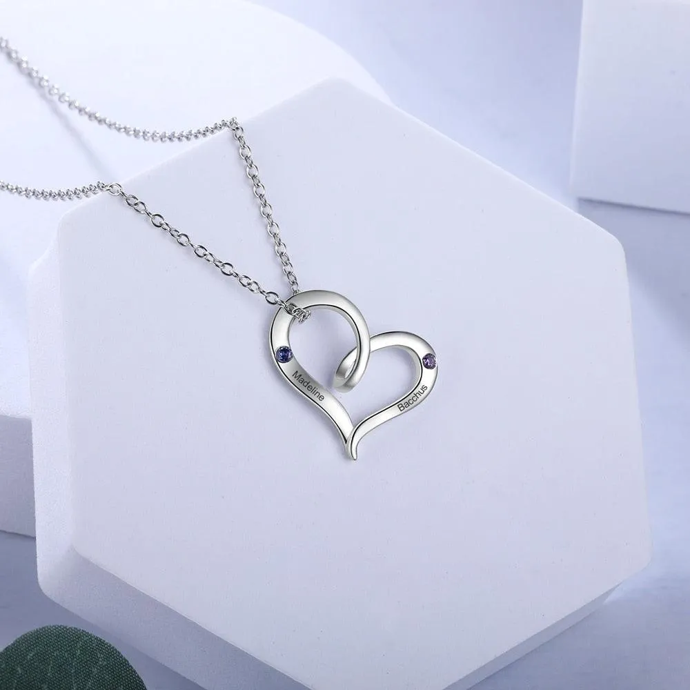 Heart Charm Necklace- 3-Name Engraving Necklace Trendy Necklace for Women