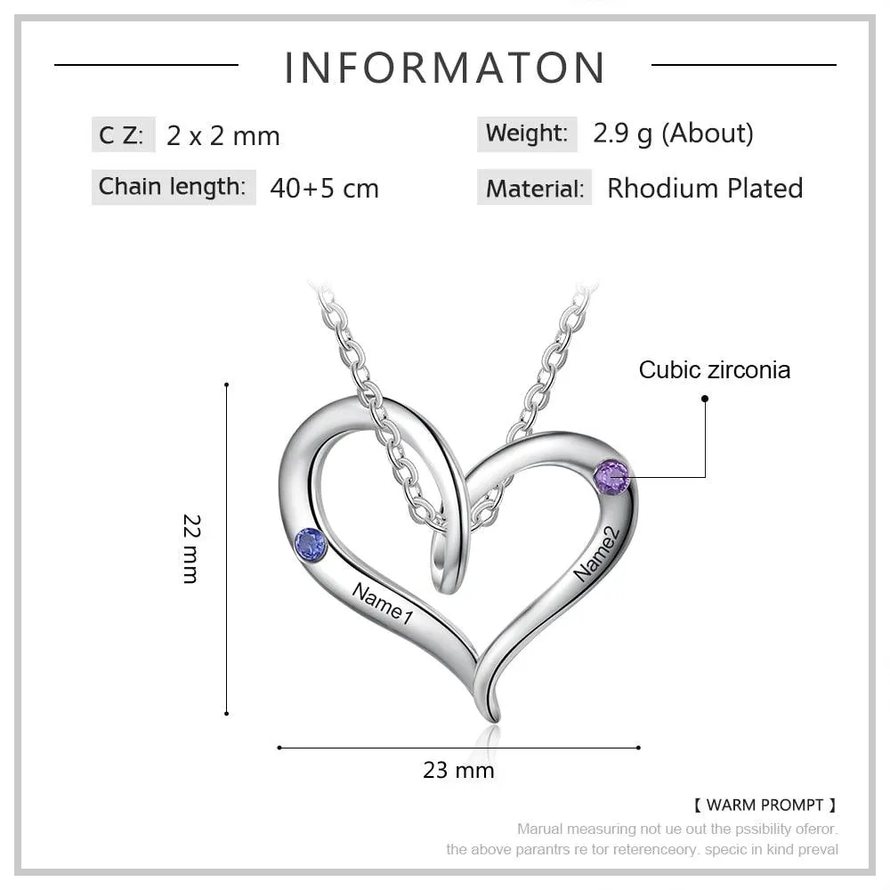 Heart Charm Necklace- 3-Name Engraving Necklace Trendy Necklace for Women