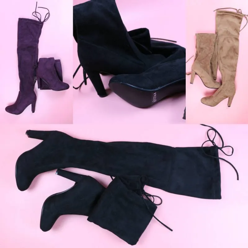 High-heeled Platform Black Ankle Boots