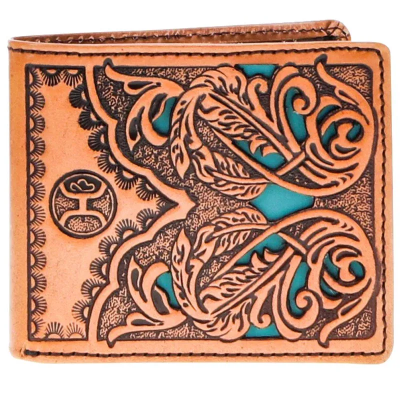 HOOey "Phoenix" (Tan/Turquoise) - Men's Bifold Wallet