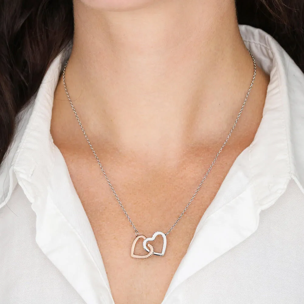 Interlocking Heart Necklace With Adorable "I Love You" Son To Mom Message Card