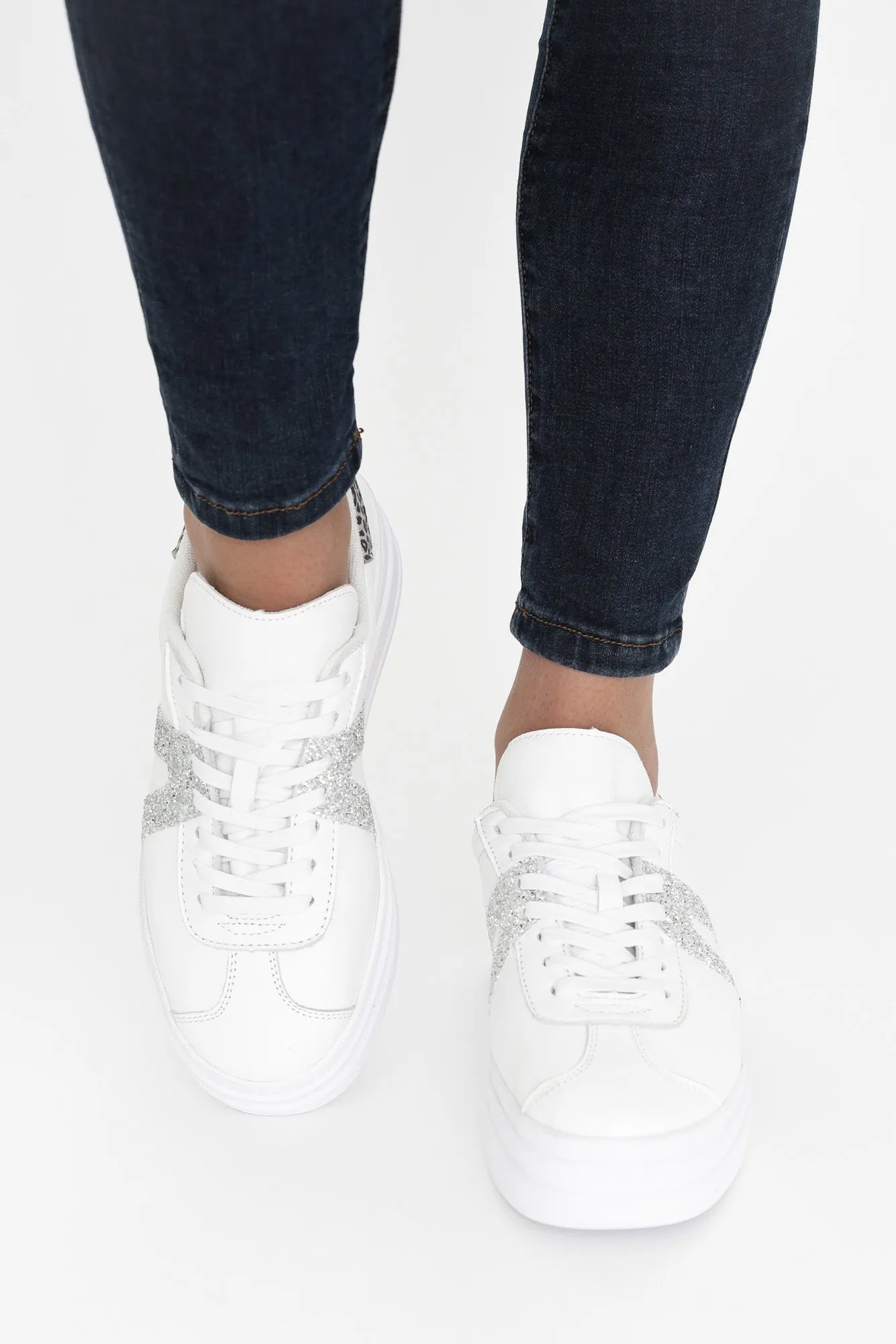 Island Silver Animal Leather Platform Sneaker