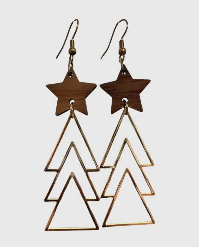 Jewelry - Christmas Tree Earrings, Gold or Silver