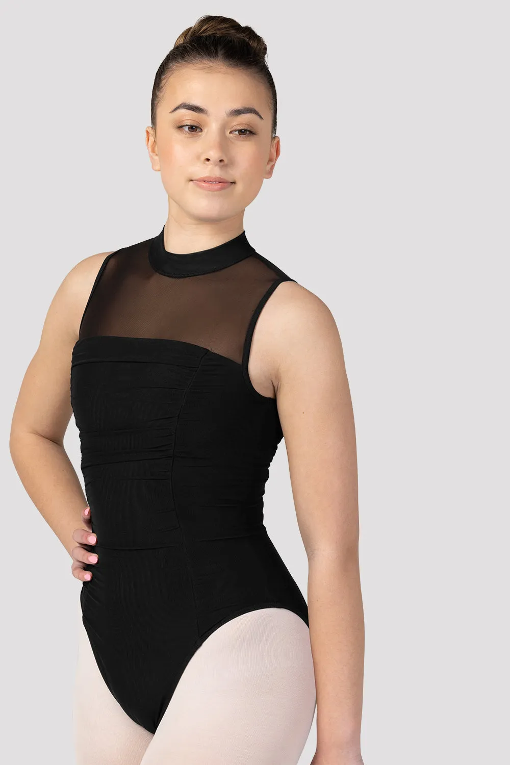 Ladies Fenella Ruched Bodice Mock Neck Leotard